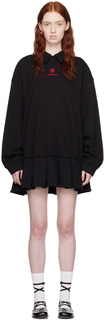 Черное мини-платье Shushu/Tong с раздвинутым воротником
