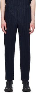 Темно-синие брюки со складками по индивидуальному заказу (2 шт.) HOMME PLISSe ISSEY MIYAKE