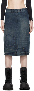 Синяя джинсовая юбка-миди Balenciaga с выцветшими эффектами