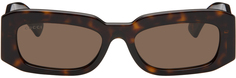 Прямоугольные солнцезащитные очки черепаховой расцветки Gucci