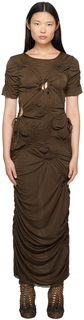 Эксклюзивное коричневое платье макси SSENSE Markiza J.Kim