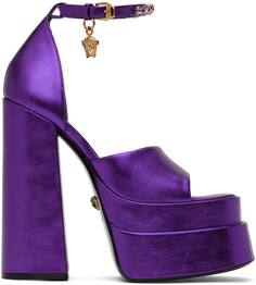 Пурпурные босоножки на каблуке на платформе с Medusa Aevitas Versace