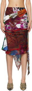 Разноцветная закрытая юбка-миди Marine Serre