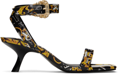 Черно-золотые босоножки на каблуке Fiona Versace Jeans Couture
