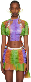 Разноцветная футболка со сборками и длинным рукавом Ester Manas