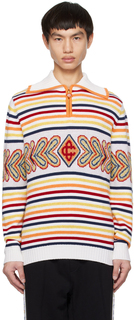 Разноцветная рубашка-поло с бриллиантами Casablanca