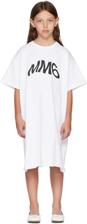 MM6 Maison Margiela Детское белое платье с поясом