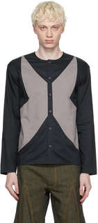 Черно-серая рубашка с аппликацией STRONGTHE
