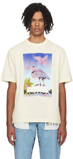 Off-White футболка с цаплей и цензурой Heron Preston