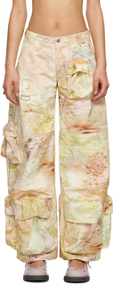 Разноцветные светлые брюки с садовыми хризантемами Collina Strada