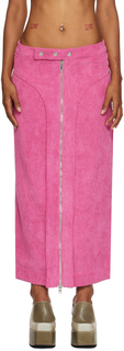 Розовая длинная юбка со вставками Eckhaus Latta
