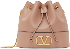 Бежевая мини-сумка-мешок с логотипом Valentino Garavani