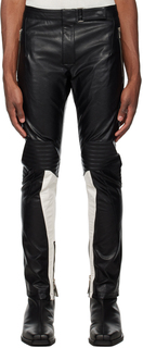 Черные байкерские брюки из искусственной кожи System