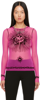 Розовая шокирующая футболка с длинным рукавом Safe Sex Jean Paul Gaultier