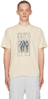 Бежевая футболка с принтом Sporty &amp; Rich