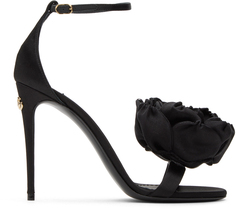 Черные босоножки на каблуке с цветочным принтом Dolce &amp; Gabbana