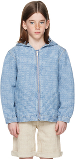 Детская синяя куртка с капюшоном Givenchy