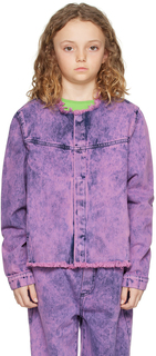 Детская фиолетовая джинсовая куртка без воротника M A Kids