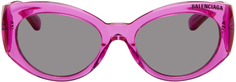 Розовые прозрачные солнцезащитные очки Balenciaga