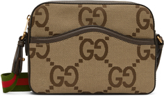 Бежево-коричневая сумка-мессенджер Jumbo GG Gucci