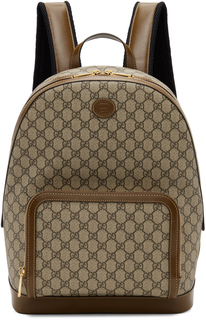 Бежево-коричневый рюкзак Supreme с узором GG Gucci