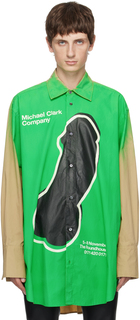 Бежево-зеленая рубашка с принтом Michael Clark Edition JW Anderson