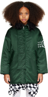 Детское зеленое стеганое пальто MM6 Maison Margiela