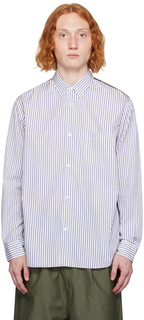Рубашка со вставками белого цвета и цвета хаки Comme des Garçons