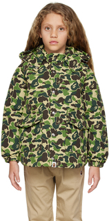 BAPE Kids Пуховик цвета хаки ABC Camo Shark Shark