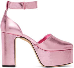 Розовые туфли на каблуке BY FAR с шипами