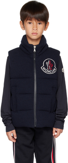 Moncler Enfant Kids Темно-синий пуховый жилет Hariki