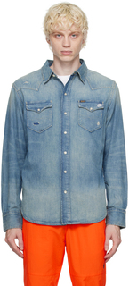 Синяя джинсовая рубашка с потертостями Polo Ralph Lauren