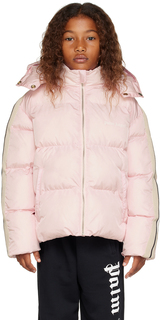 Детская розовая куртка-пуховик с капюшоном Palm Angels