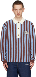 Рубашка-поло в сине-коричневую полоску Maison Kitsune