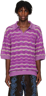 Фиолетовая рубашка-поло в полоску VITELLI