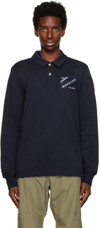 Темно-синяя рубашка-поло Moncler с раздвинутым воротником