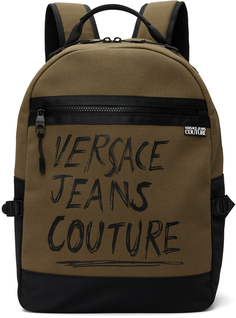 Рюкзак цвета хаки с рукописной надписью Range Versace Jeans Couture