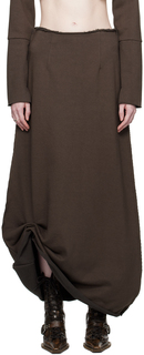 Елена Велес Коричневая юбка миди с необработанными краями Elena Velez