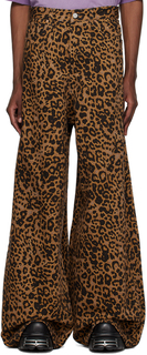 Светло-коричневые джинсы с леопардовым принтом VETEMENTS