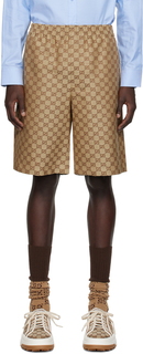 Светло-коричневые шорты Supreme с узором GG Gucci