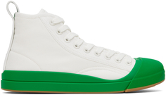 Бело-зеленые кроссовки Bottega Veneta Vulcan