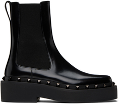 Черные ботинки челси Rockstud Valentino Garavani