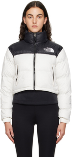 Короткий пуховик The North Face Бело-черный Nuptse