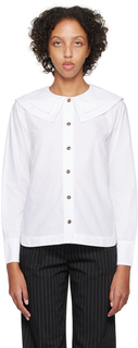 GANNI Белая рубашка с двойным воротником