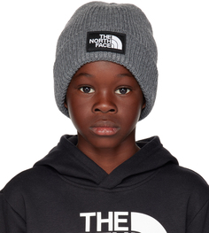 Детская серая шапка с логотипом Box TNF среднего серого цвета The North Face Kids