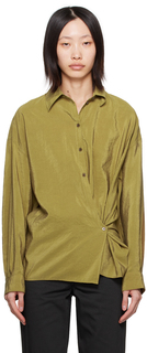 Зеленая рубашка с прямым воротником LEMAIRE