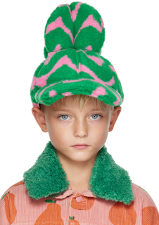 Детская зелено-розовая кепка с зигзагообразным кроликом, зеленая Jellymallow