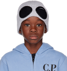 Детская серая шапка-бини для очков Серый меланж C.P. Company Kids