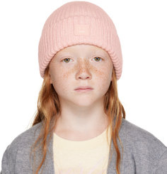 Детская розовая шапка с нашивками Acne Studios