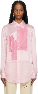 Розовая рубашка со вставками Белая Edward Cuming